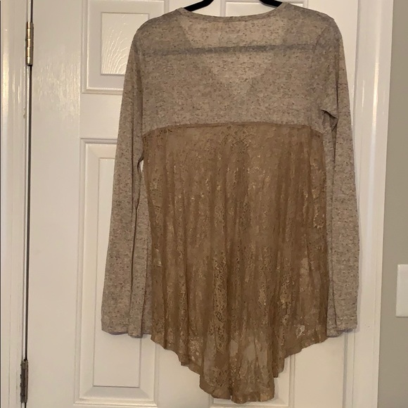 Tan Lace Back Shirt - Picture 2 of 2